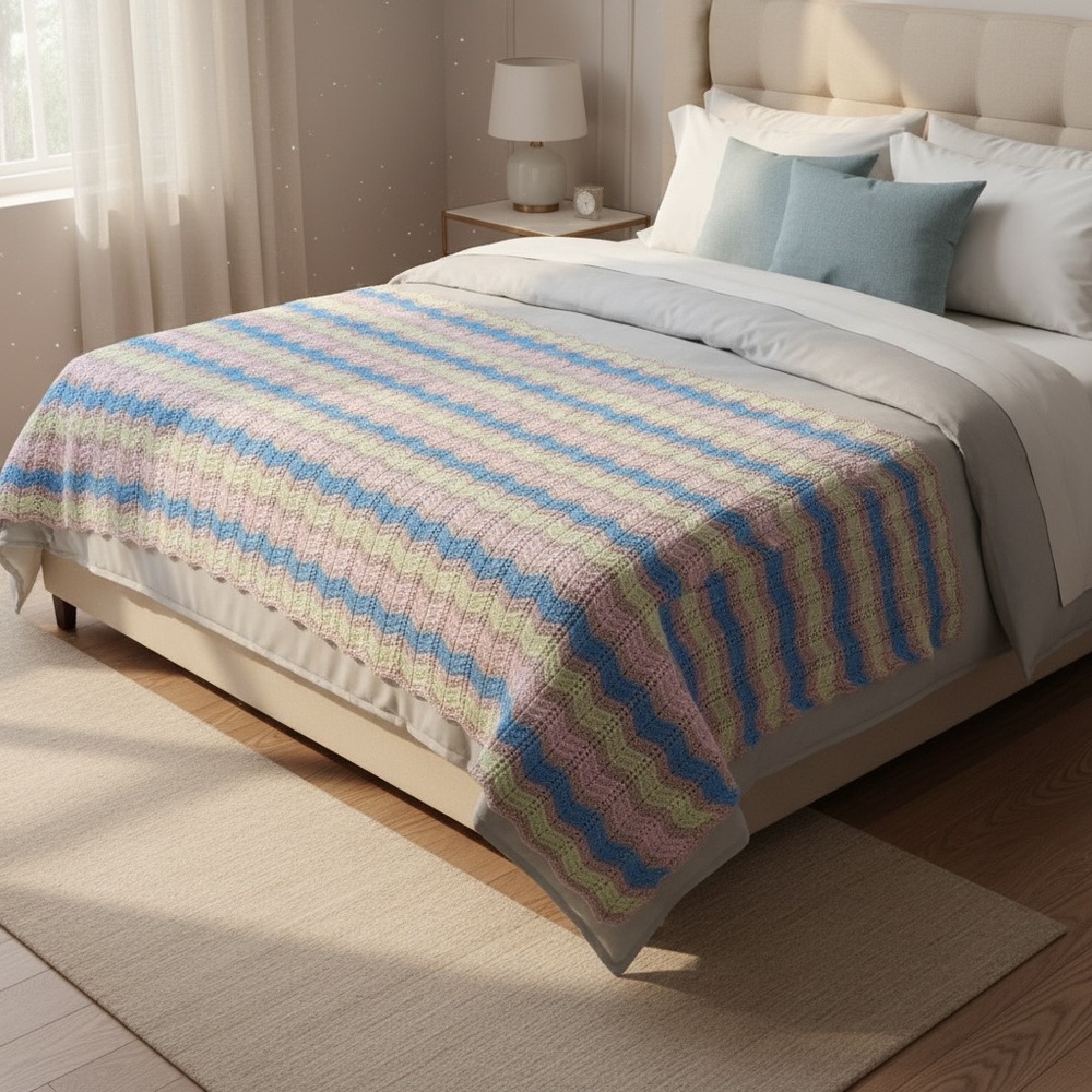 Multicolor Chevron quilted Bedspread